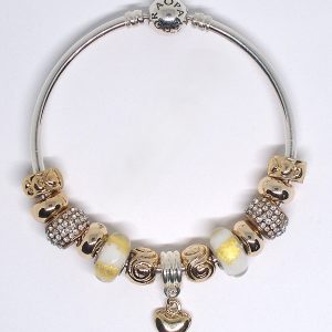 Authentic 925 PANDORA Bangle Euro Charm Bracelet - Golden Snow White